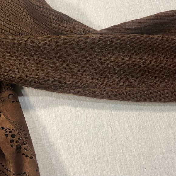 Coldwater Creek Brown Laser Cut Suede Jacket 2X Boho Western Elegant Chic - Picture 4 of 11